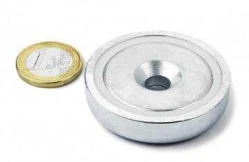 Supermagnet med festehull, ca 87 kg løftekraft