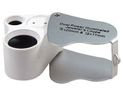 LED-belyst dobbel lupe – 10x20 mm og 20x11 mm