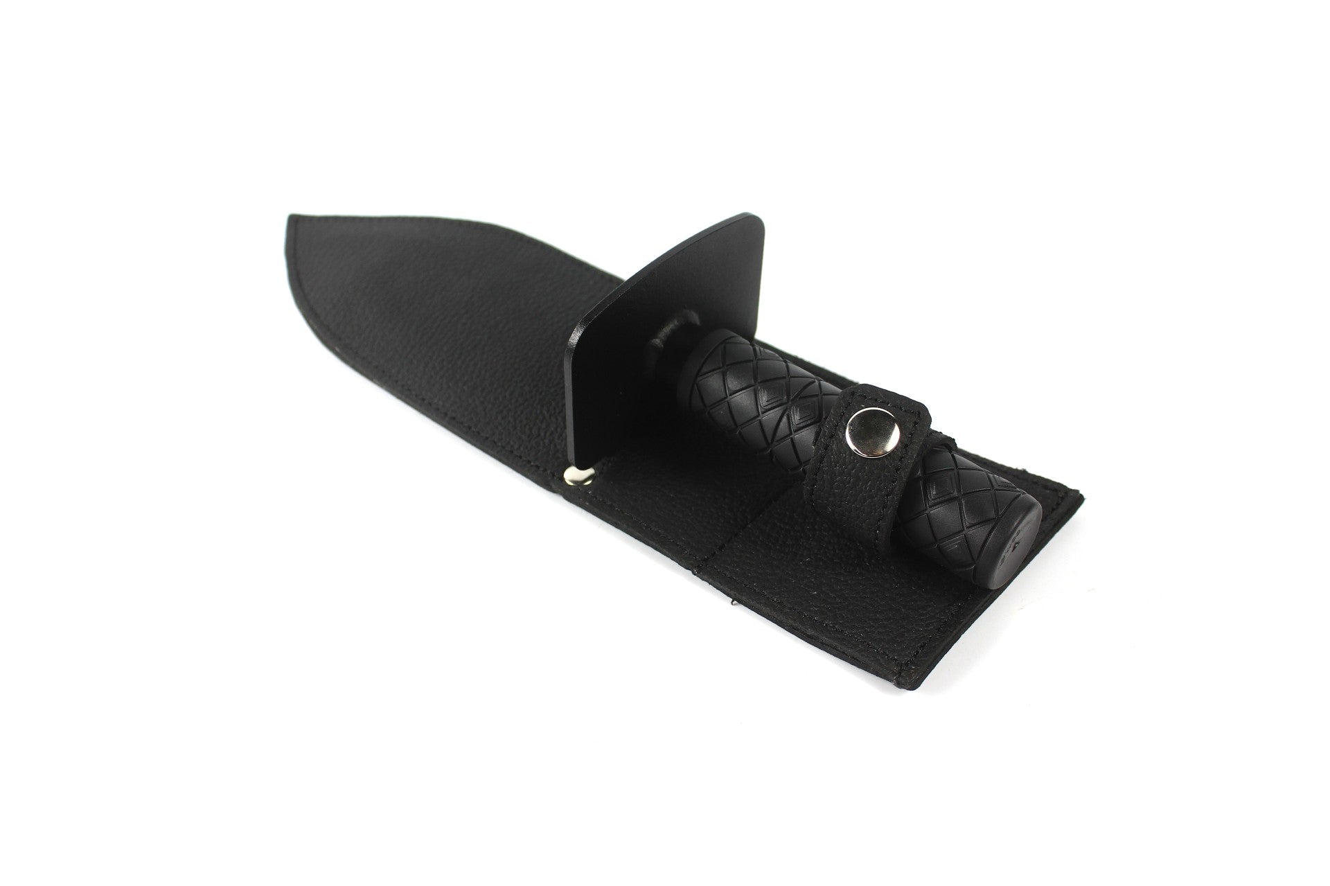 Swagier håndspade/kniv med serratert blad og lærslire