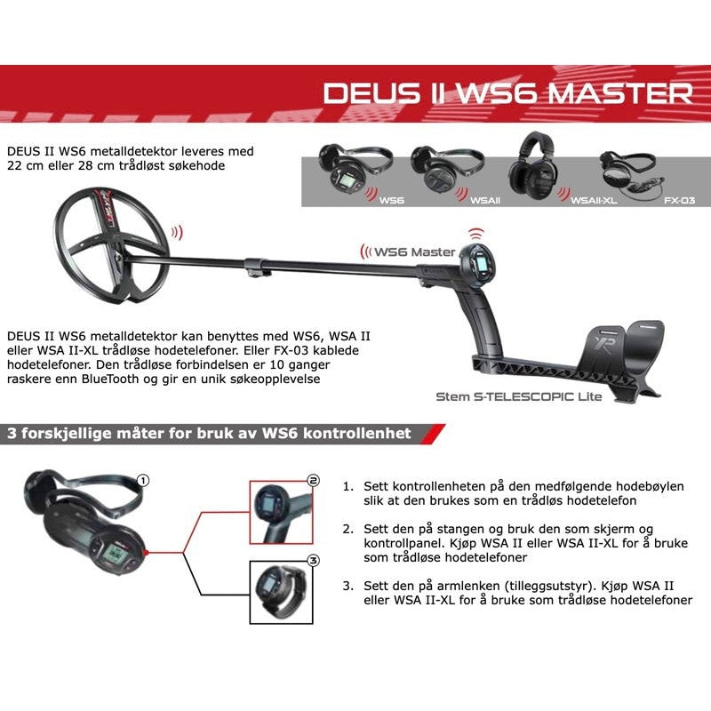 XP DEUS II WS6 Master metalldetektor (22FMF-WS6)