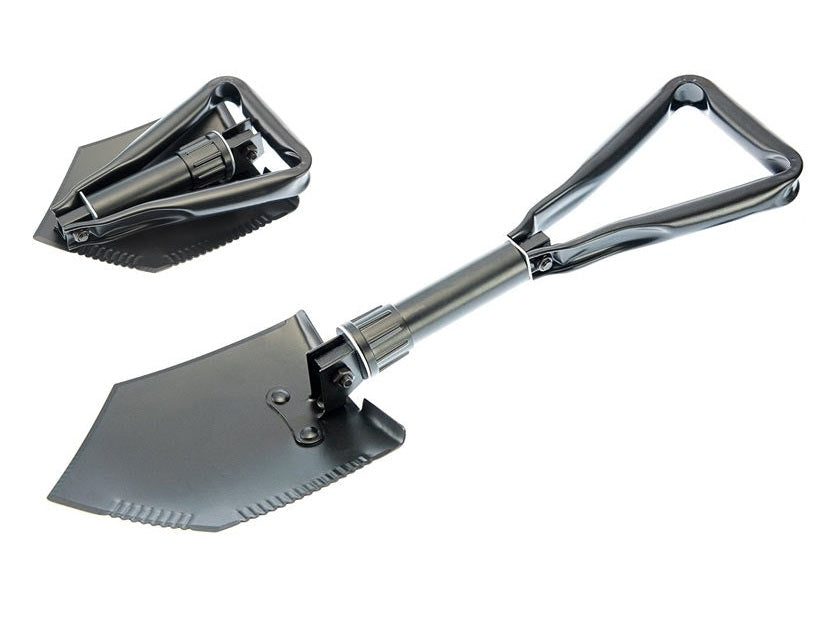 Sammenleggbar feltspade med nylon oppbevaringsveske.