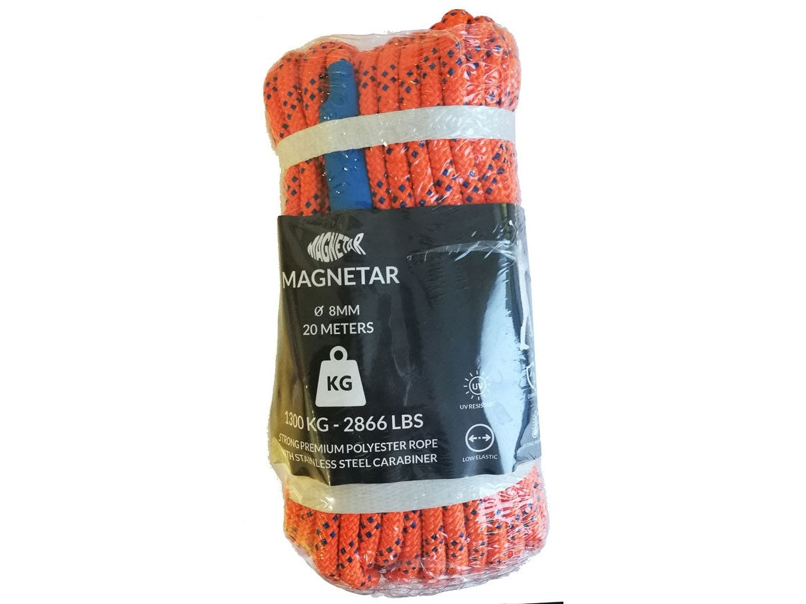 20 meter Magnetar 8mm tau kit med karabinkrok.