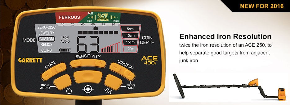 Pakketilbud! Garrett ACE 400i metalldetektor. Fra 14 år