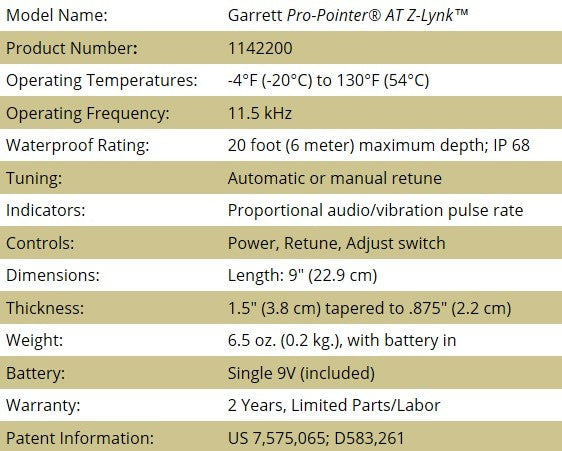Garrett Pro Pointer AT Z-lynk pinpointer