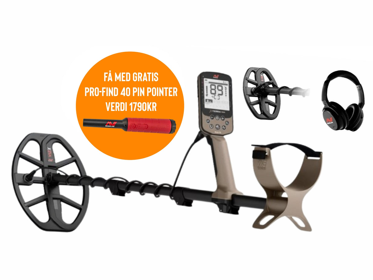 Pakketilbud! Minelab X-Terra Elite Expedition metalldetektor.