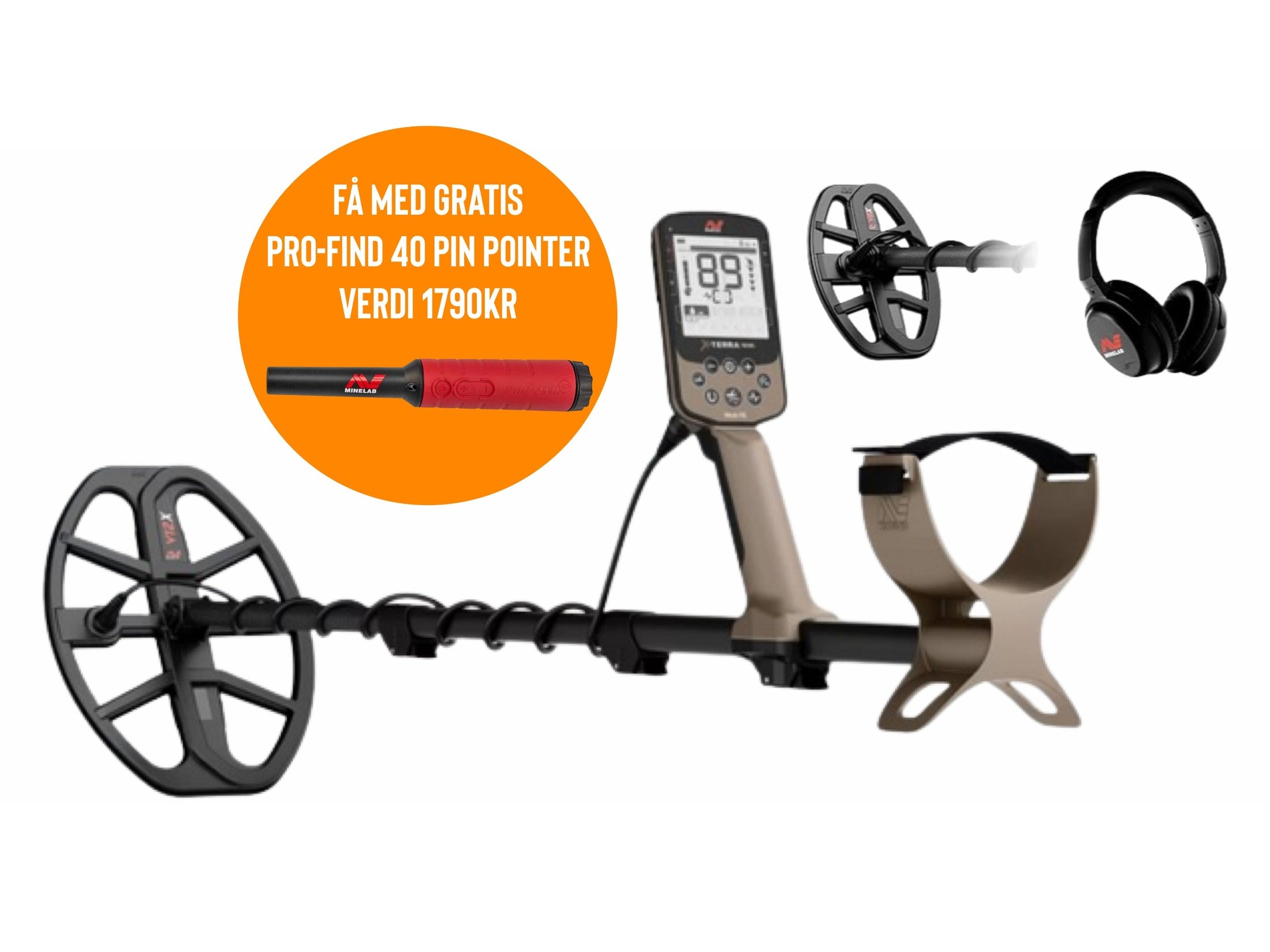 Pakketilbud! Minelab X-Terra Elite Expedition metalldetektor.