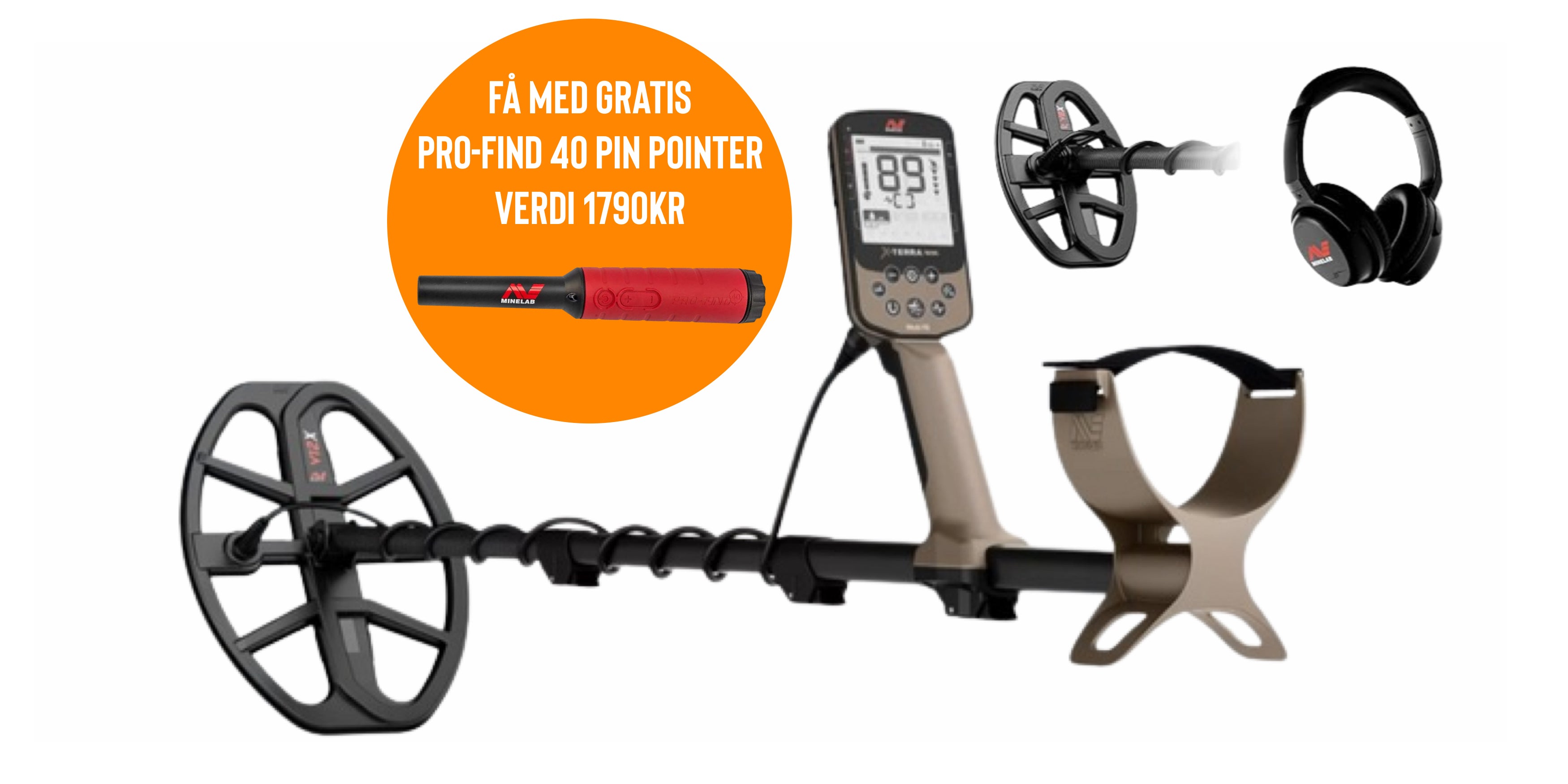 Pakketilbud! Minelab X-Terra Elite Expedition metalldetektor.