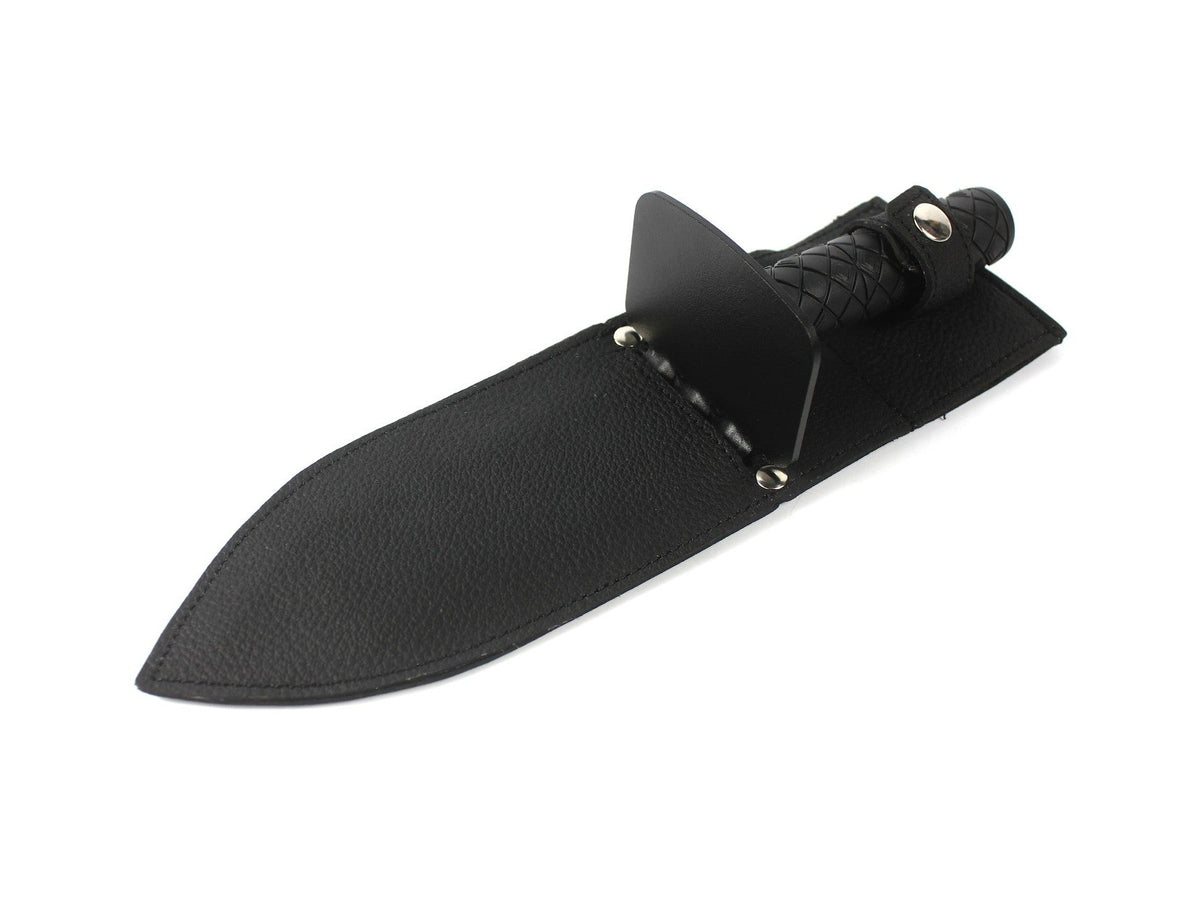 Swagier håndspade/kniv med serratert blad og lærslire