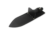 Swagier håndspade/kniv med serratert blad og lærslire