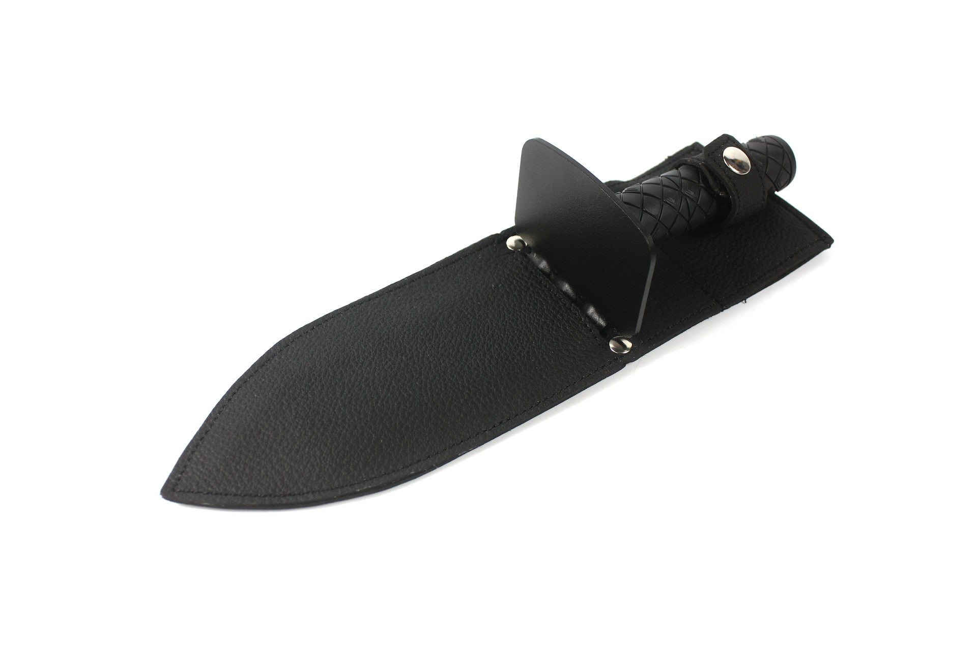 Swagier håndspade/kniv med serratert blad og lærslire