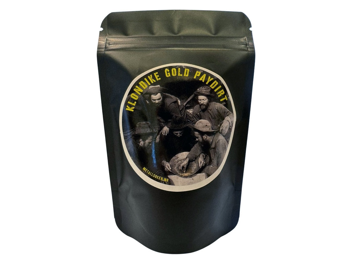 Klondike Gold Paydirt. Elvegrus med gullkorn for trening av gullvaske teknikk