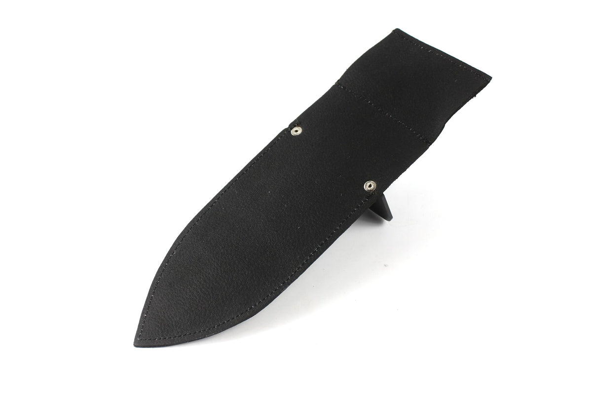 Swagier håndspade/kniv med serratert blad og lærslire